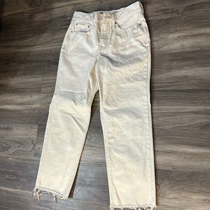 J CREW mid rise classic straight jeans in off white color size 26 P . Never worn